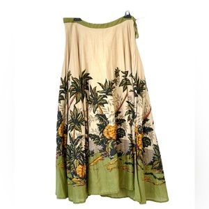 Embellished tropical palm maxi skirt